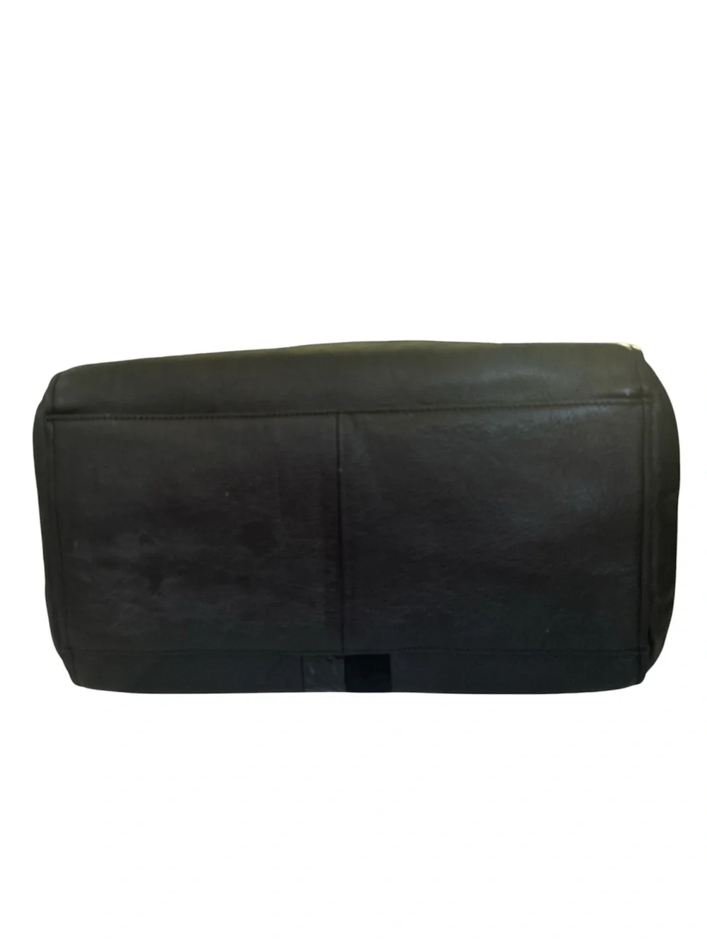 Cole Haan Black Pebbled Leather Satchel with Patent Croc Stripe